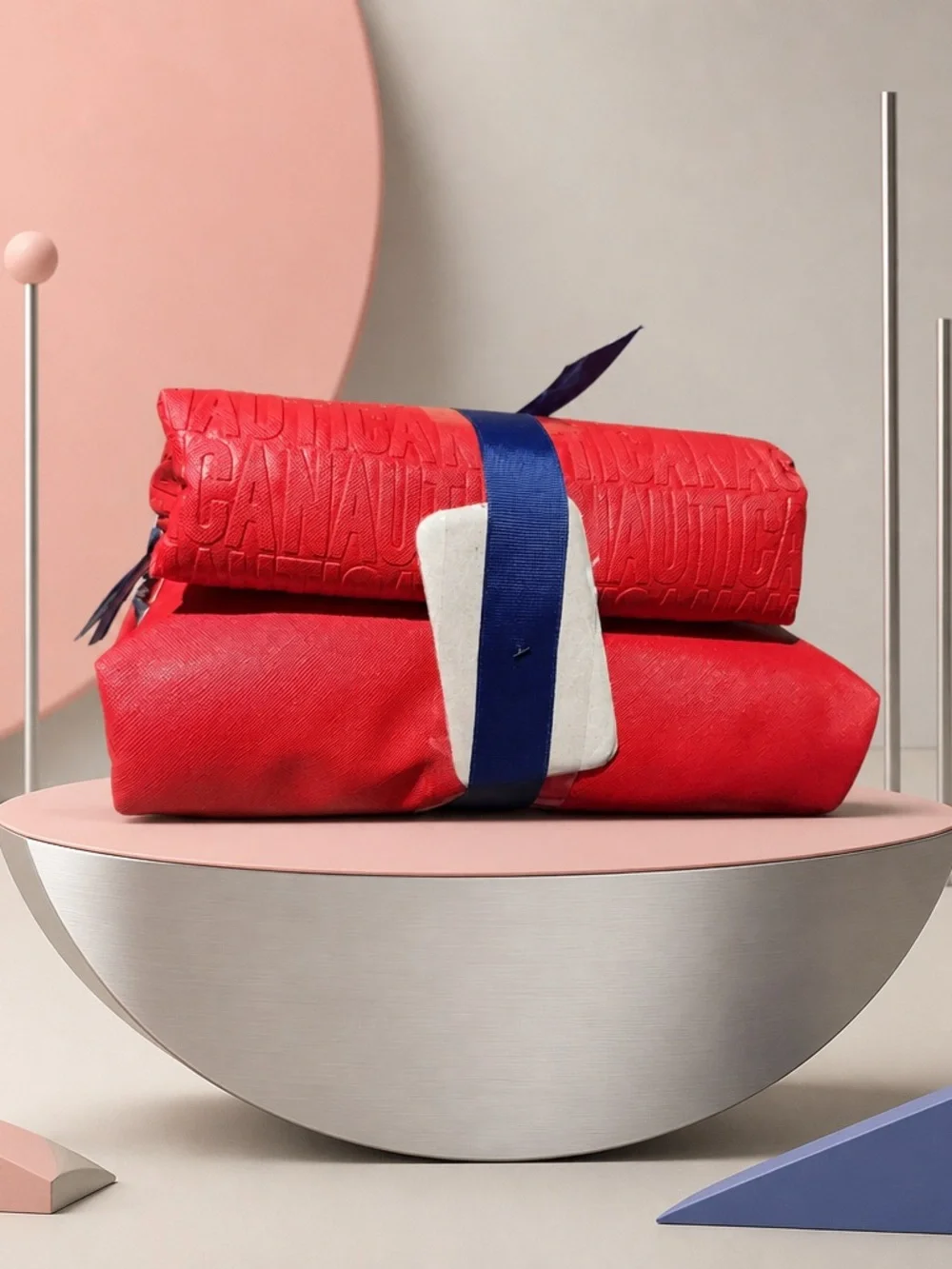 Nautica Red Cosmetic Bag Set 2 Pc NWT